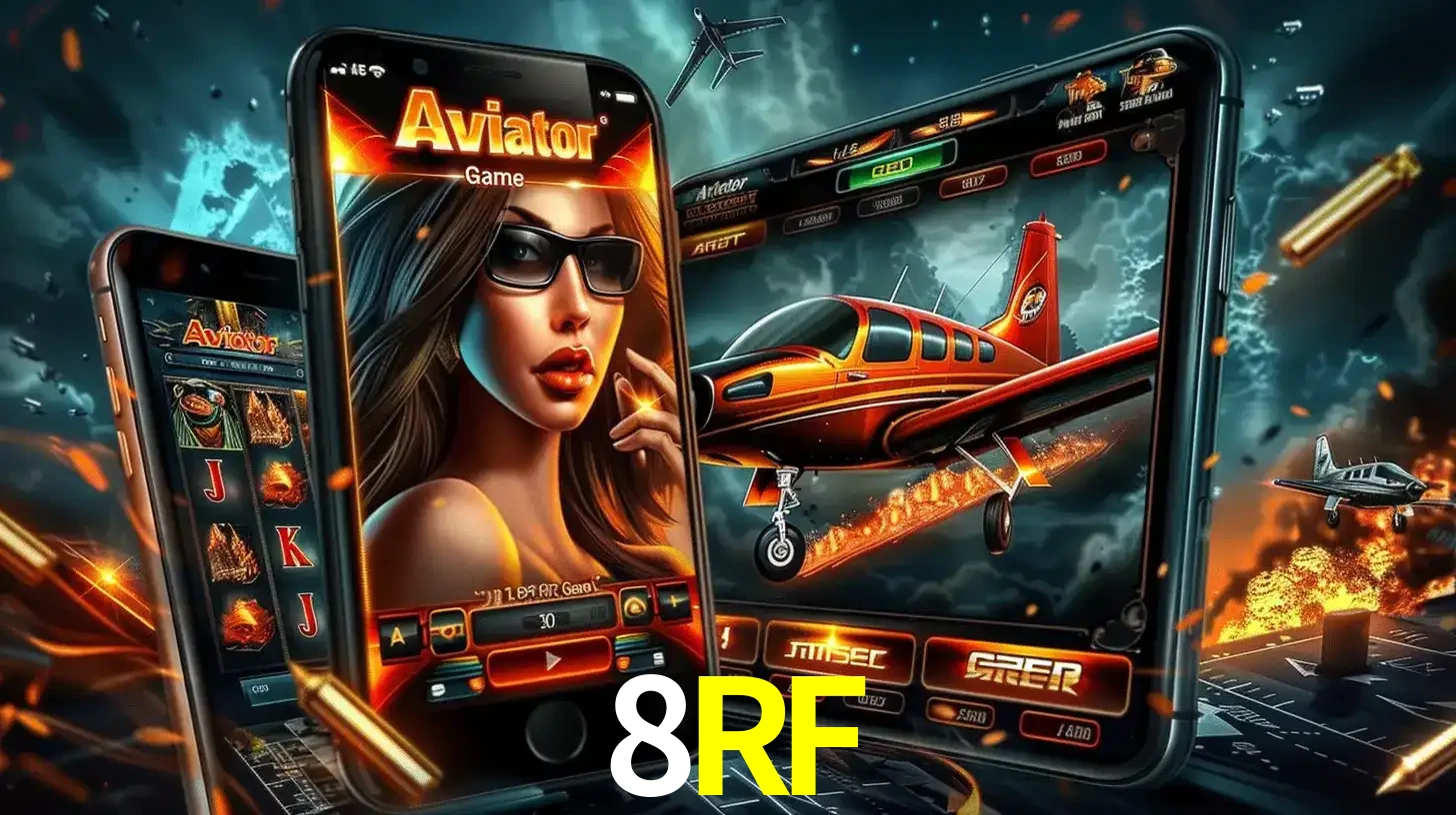 O popular jogo de apostas Aviator exibido em vários celulares e tablets, mostrando a interface emocionante e a ação de voo disponíveis para jogar agora no 8RF.