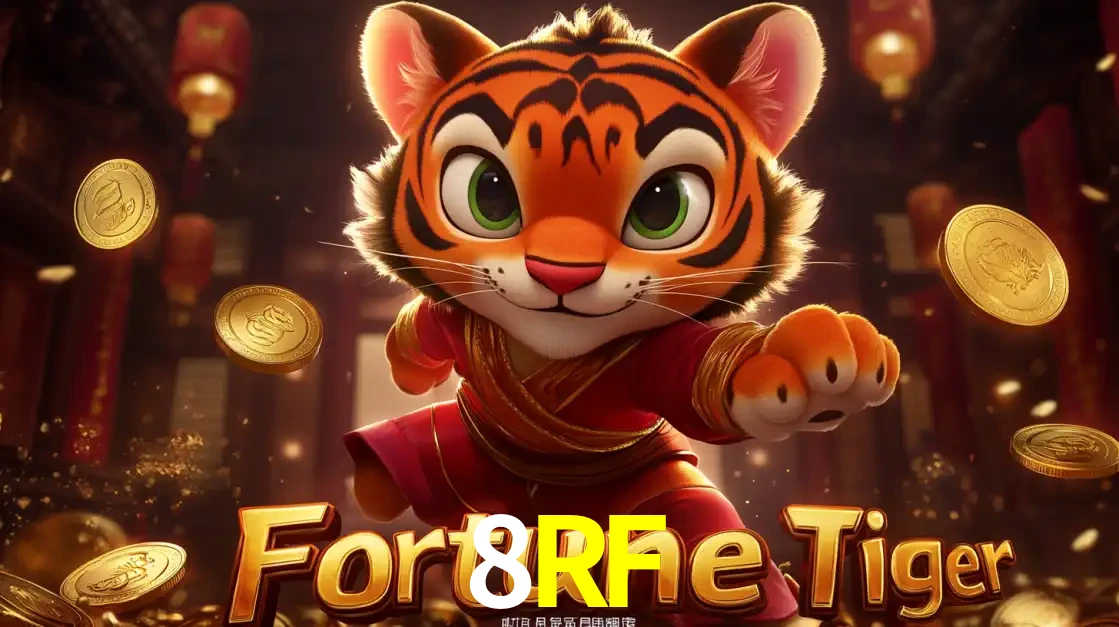 O carismático mascote do jogo de slot Fortune Tiger, um tigre fofo em pose de artes marciais, pronto para trazer sorte e multiplicadores de ganhos no cassino online 8RF.